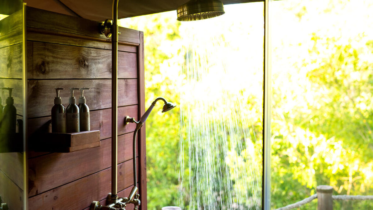 Outdoor Shower at Sand River Masai Mara by Elewana