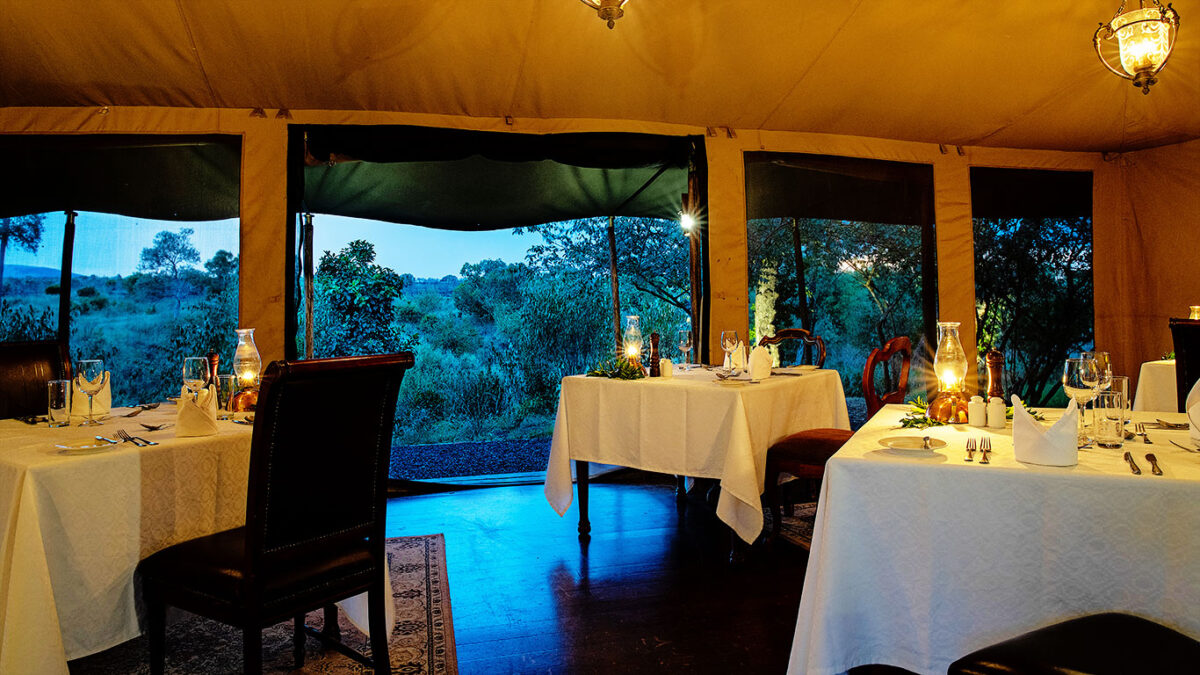 Dining area at Sand River Masai Mara by Elewana