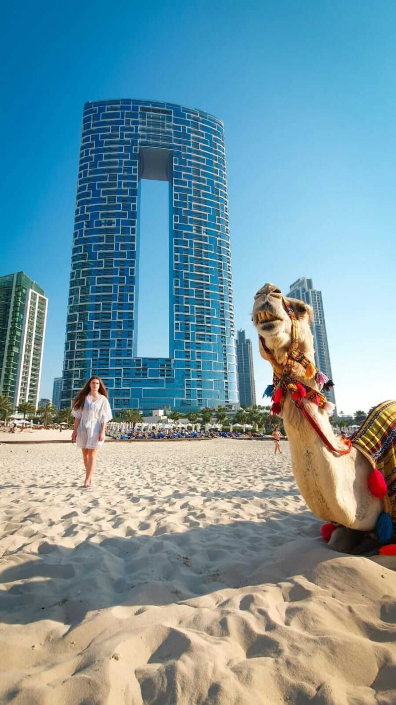 A tourist in beach in Dubai