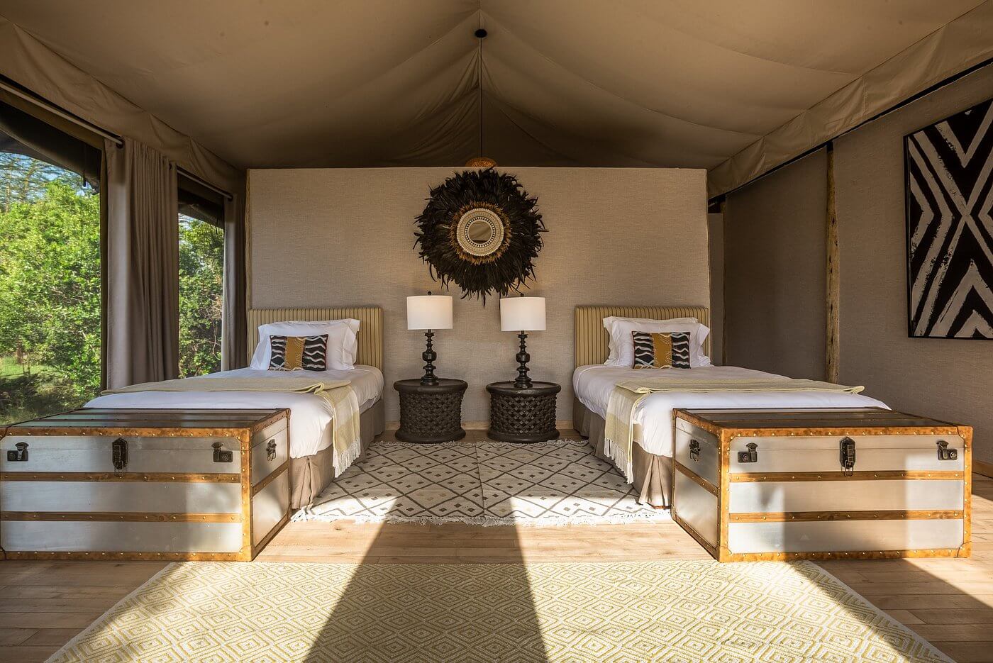 Twin bed at Ilkeliani Camp