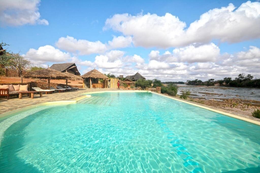 Swimming pool in Kiboko River camp in Tsavo east national park